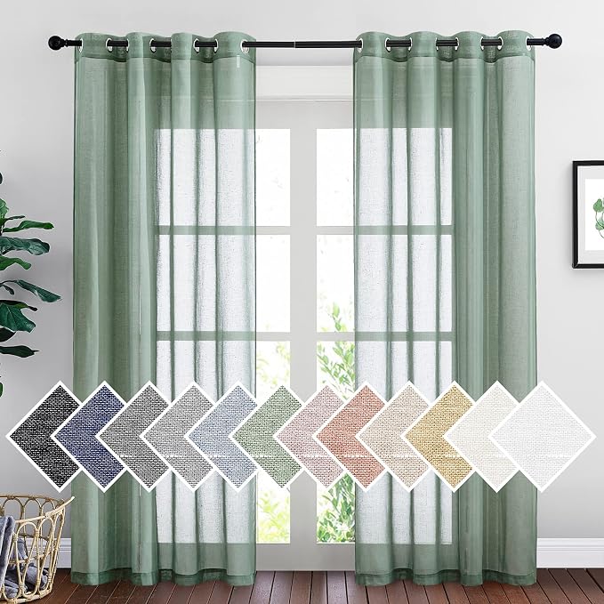 NICETOWN Linen Sheer Curtains Flax Textured by NICETOWN