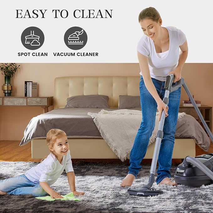 KNZE 9X12 Feet High Pile Tie-Dye Rug, Dark Grey, Area Rug - Image 7
