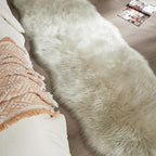 AMTOVO Faux Sheepskin Rug, Light Grey Ultra Soft Fluffy Shag Area Rug, 2 x 6 ft - Image 8