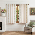 jinchan Belrose Linen Floral Cafe Curtains 45 Inch Length Embroidered Farmhouse - Image 2