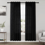 Black Linen Curtains 80 inches Long by Nanspring