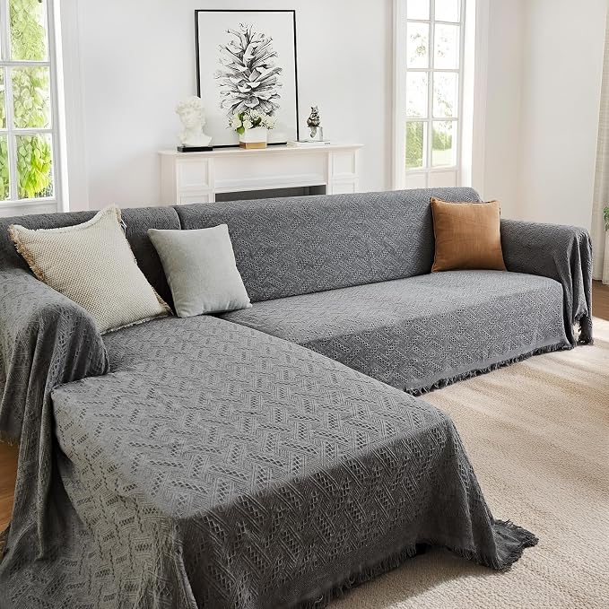 HOMERILLA Sectional Couch Covers 2 Pieces L Shaped Sofa Cover - Image 9