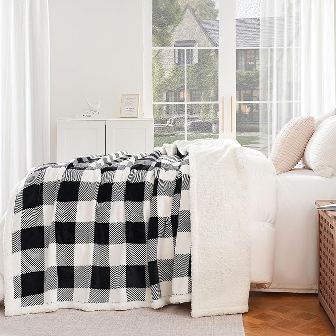 PU MEI Sherpa Fleece Throw Blanket 60" x 80" Reversible Plush Fluffy Large Big - Image 7