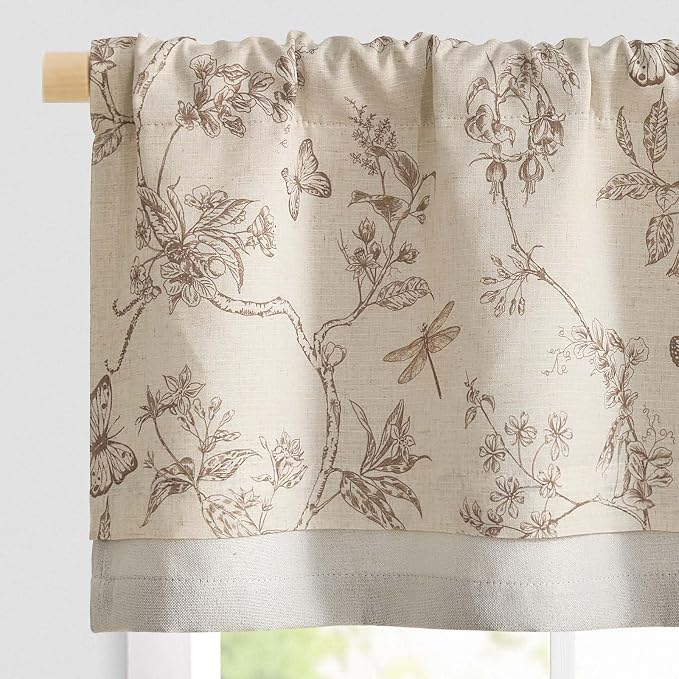 jinchan Floral Curtain Valance for Windows 16 Inch Linen Valance for Kitchen by JINCHAN