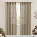 LAMIT Taupe Sheer Linen Curtains, 80 inch Light Filtering Semi Sheer Panels by LAMIT