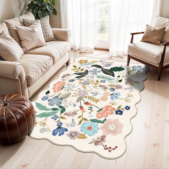 Washable 3x5 Entryway Area Rugs: Ultra Soft Floral Carpet by HYHAOYUNLAI