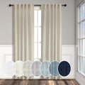 Beige Curtains 38 Inch Width for Living Room 2 Panels Back Tab Rod Pocket Flax by Pitalk