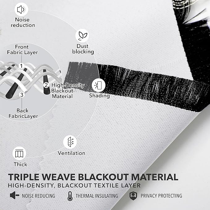Deconovo Blackout Curtains, Thermal Insulated, W52 x L54 2 Panels, Back Tab - Image 4