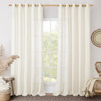 LAMIT Light Filtering Sheer Linen Curtains 84 inches Long, Linen Textured Semi by LAMIT
