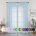 OWENIE Light Blue Sheer Curtains 84 inches Long by OWENIE