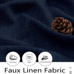 Navy Blue Valances for Windows, Light Filtering Faux Linen Textured Small Short - Image 2