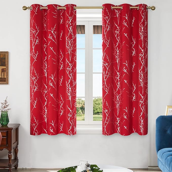 Deconovo Christmas Red Curtains, Soundproof Curtain, 42 x 63 Inch Long - Image 2