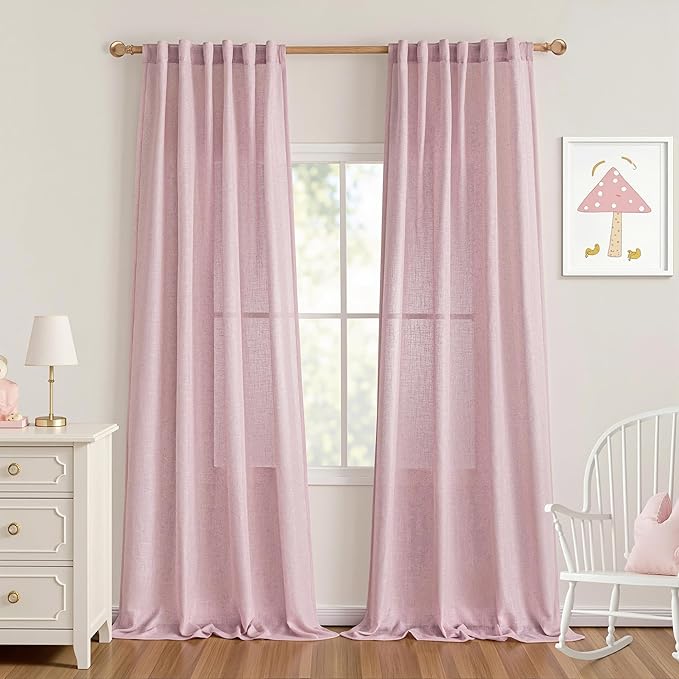 MYSKY HOME 96 Inches Length Pink Curtains by MYSKYHOME