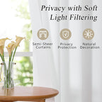 OVZME White Valance for Windows, Light Filtering Thick Textured Small Cafe - Image 7