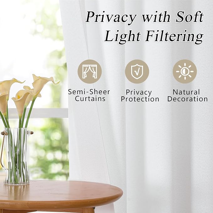 OVZME White Valance for Windows, Light Filtering Thick Textured Small Cafe - Image 7