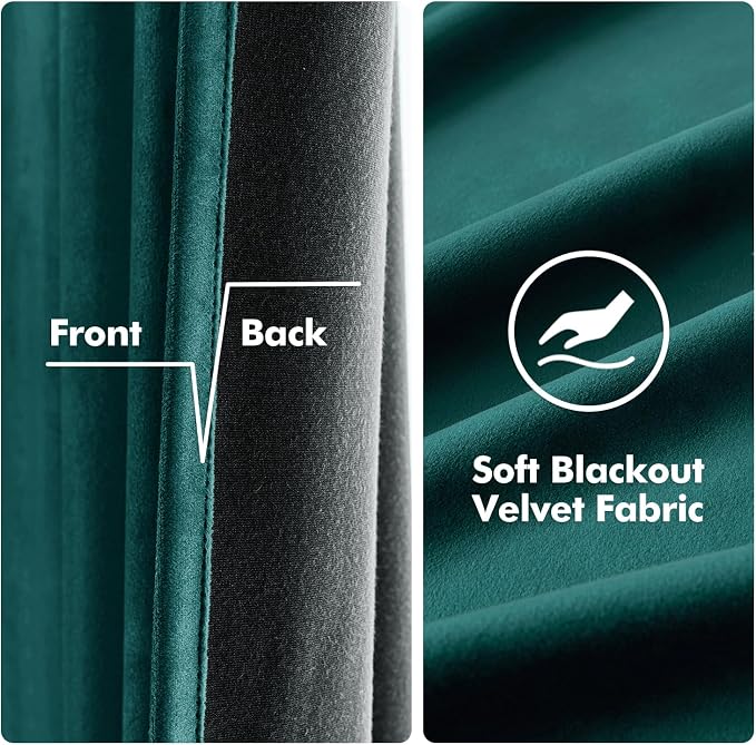 MIULEE Christmas Dark Green Velvet Curtains Room Darkening Blackout Soft - Image 3