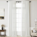 Linen Off White Curtains 144 inch Extra Long by Nanspring