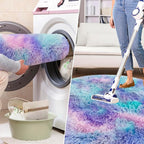 Tie Dye Rainbow Round Rugs Small 2x2 ft Fluffy Circle Rug Furry Carpet Shaggy - Image 7