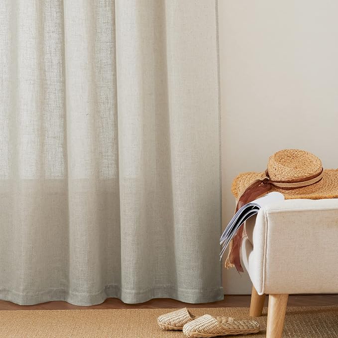 RYB HOME Semi Sheer Curtains 120 inches Long, Light Filtering Half Privacy - Image 6