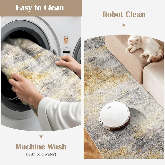 3x18 Washable Kitchen Runner Rug: Modern Abstract Runners - Image 3