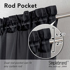 Simplebrand Black Sheer Curtains 108 Inches Long, Extra Long Rod Pocket Solid - Image 6