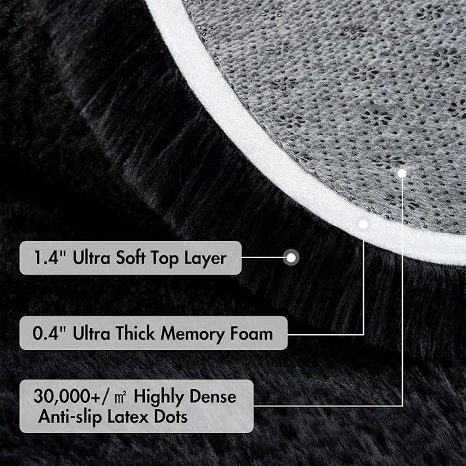 8x10 Ft Large Shag Black Rug for Living Room, Ultra Soft Fluffy Furry Area Rugs - Image 8