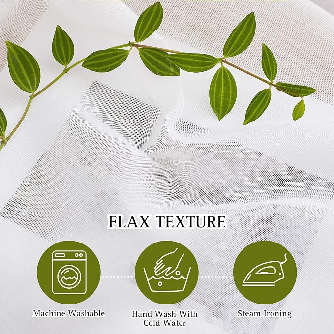 NICETOWN Linen Sheer Curtains Flax Texture - Image 5