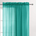 DWCN Teal Sheer Curtains for Kitchen Windows - Image 2