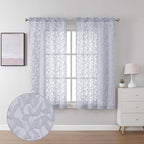 Lecloud Leia Light Grey Sheer Curtains 54 Inch Length 2 Panels, Light Reducing by Lecloud