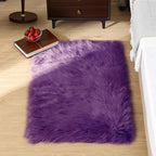Goolela Purple Fluffy Faux Sheepskin Fur Rug Purple Fuzzy Furry Bedside Rug 2x3 - Image 2