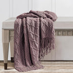 BOURINA Dark Lavender Throw Blanket 50 x70 Inches Jacquard Argyle Throw - Image 5