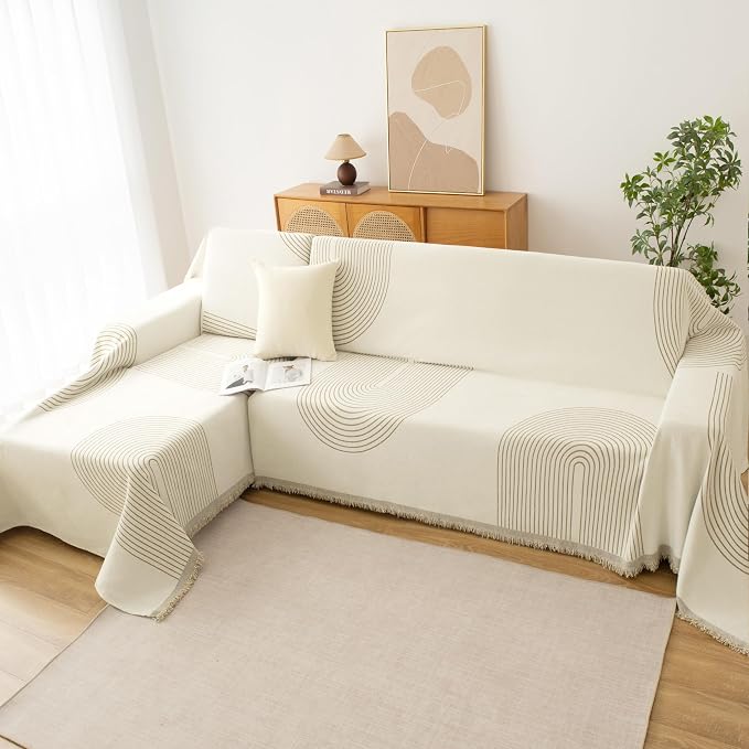 Boho Sofa Covers for 2 Cushion Couch, Chenille Sofa Slipcover for Pets Washable - Image 6
