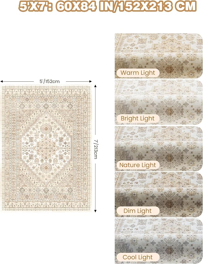 Area Rugs 5x7, Ultra-Thin Washable Rugs - Image 2