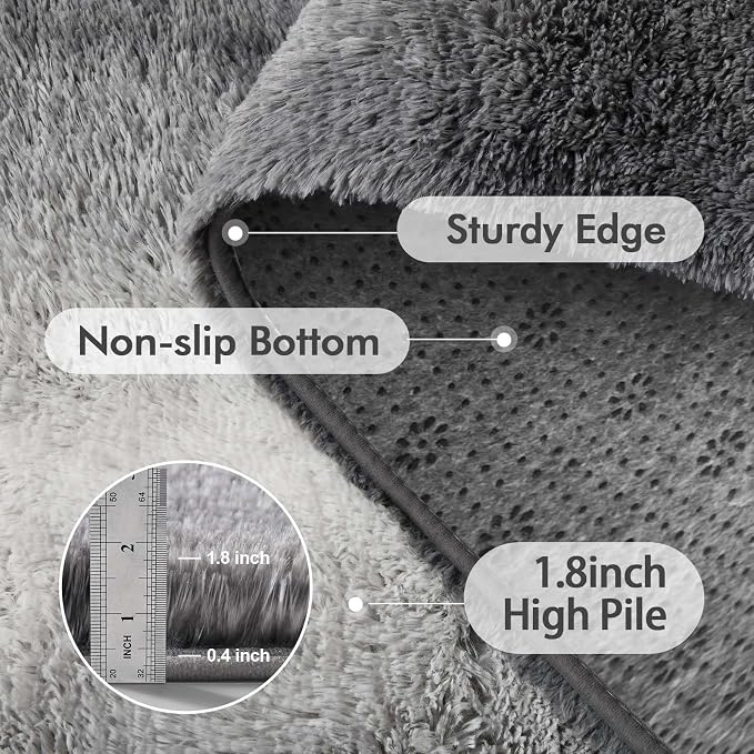 Area Rugs for Living Room, 6x9 Feet Soft Fluffy Plush Rug High Pile Non-Slip - Image 5
