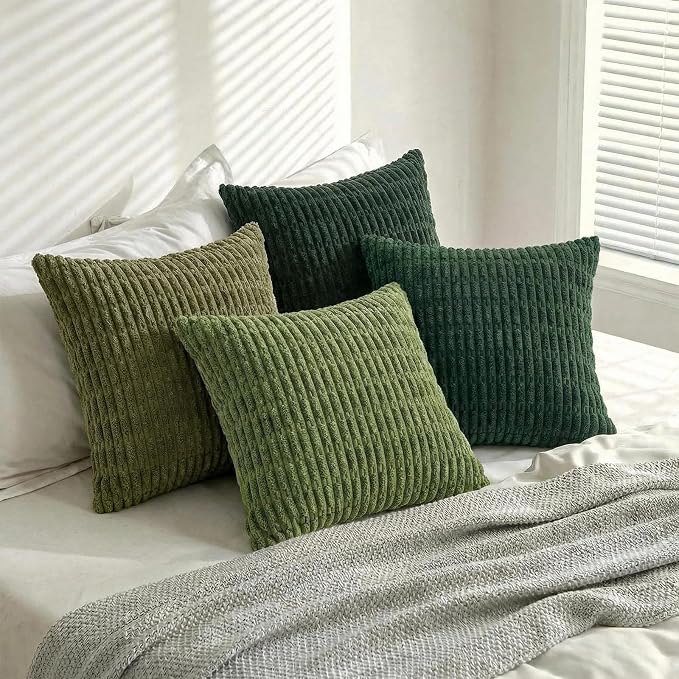 Fancy Homi Set of 4 Green Boho Winter Decorative Throw Pillow Covers 22x22 Inch - Image 8