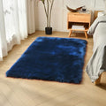 duduta Navy Blue Faux Sheepskin Fur Rug 3x5 ft, Fluffy Shag Bedroom Dorm by duduta