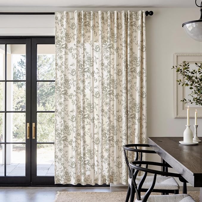 jinchan Linen Floral Curtains 100 Inch Extra Wide - Image 2