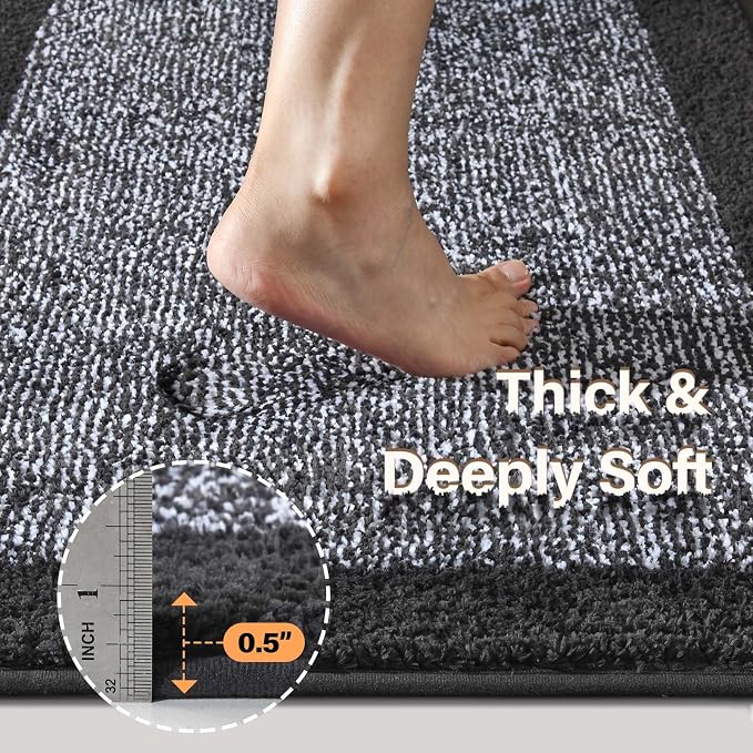 Bathroom Rugs 30x20 Non Slip Washable, Dark Blue Bath Mat - Image 4