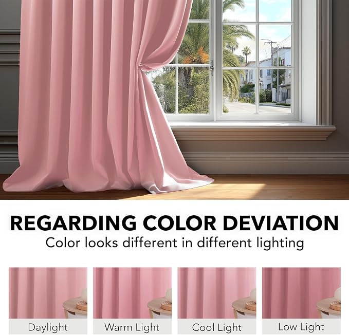 Deconovo Solid Thermal Insulated Blackout Curtains Back Tab and Rod Pocket - Image 6