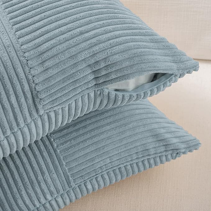Fancy Homi Set of 2 Light Blue Decorative Throw Pillow Covers 16x16 Inch - Image 3