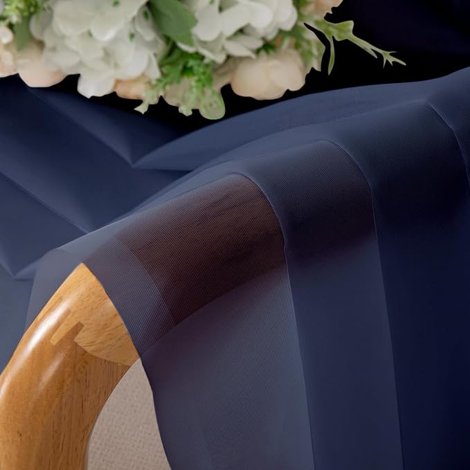 Aiyufeng Sheer Navy Blue Curtains 84 inch Length 2 Panels Set, Airy - Image 7