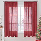 BGment Burgundy Linen Curtains 63 Inches Long by BGment