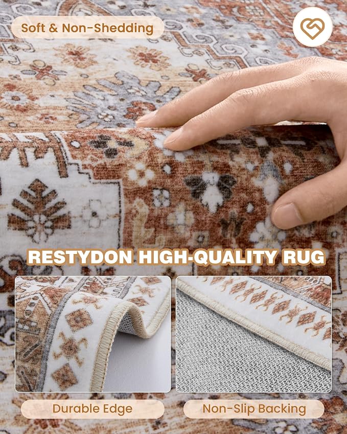 6x9 Area Rugs for Living Room, Soft Low Pile Indoor Washable Rugs for Bedroom - Image 7