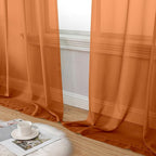 Aiyufeng Orange Sheer Curtains 96 Inches Long 2 Panels Set, Light Filtering - Image 6