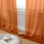 Aiyufeng Orange Sheer Curtains 63 Inch Length 2 Panels Set, Light Filtering - Image 7
