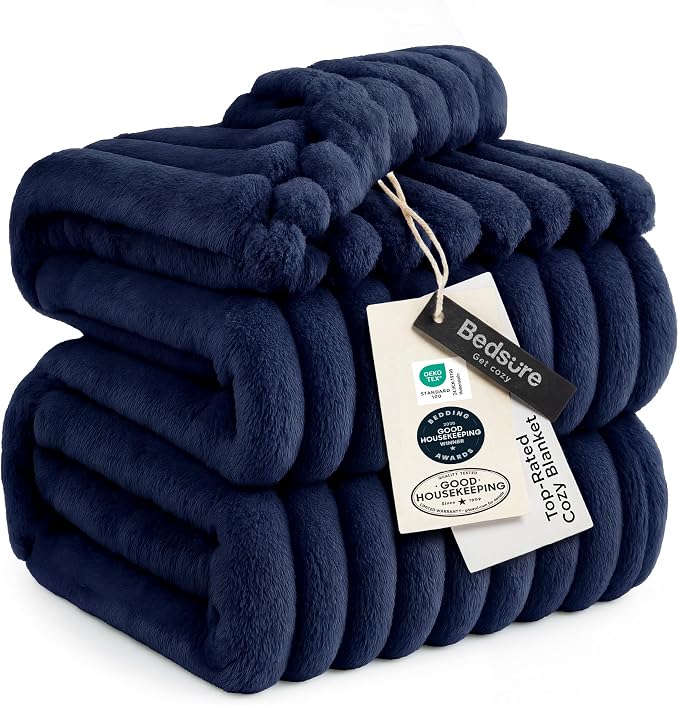Bedsure GentleSoft Navy Fleece Blanket by BEDSURE