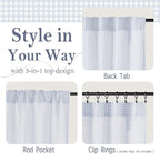RYB HOME Checkered Cafe Curtains 24 inch Length, Linen Gingham Small Window - Image 2