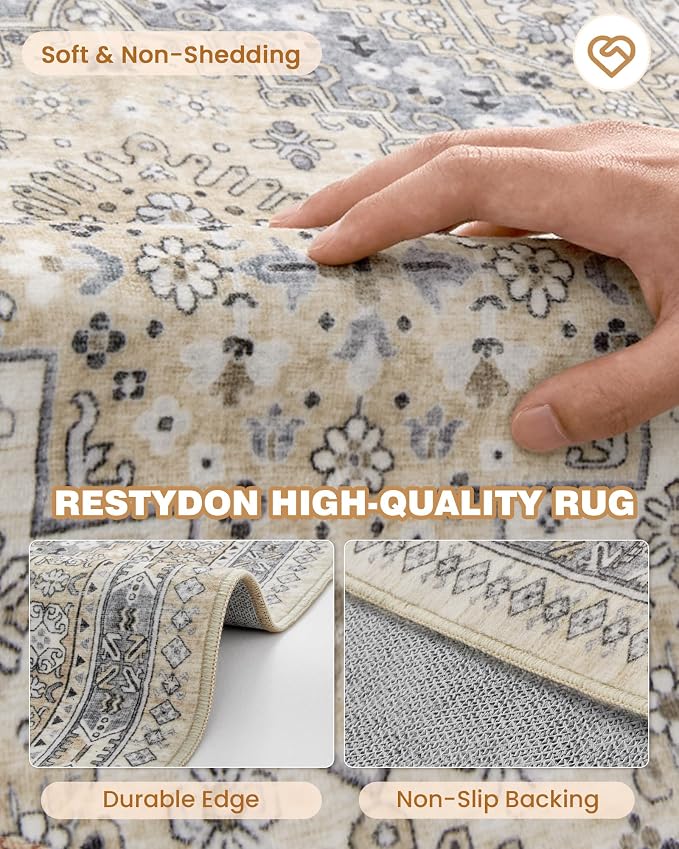 3x5 Washable Area Rug for Entryway, Kitchen Rugs Non Slip for Dining Room - Image 7