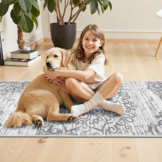 HEBE Hallway Runner Rug 2'x6' Washable Vintage Kitchen Rugs Non Slip Laundry - Image 6