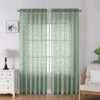 Lecloud Leia Sage Green Sheer Curtains 90 Inches Long 2 Panels, Airy Voile by Lecloud